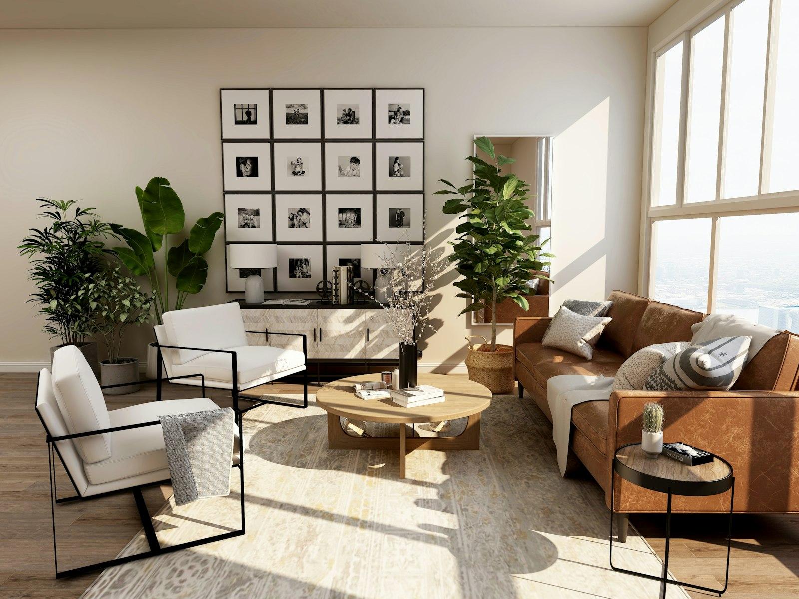 Bright open-plan apartment interior